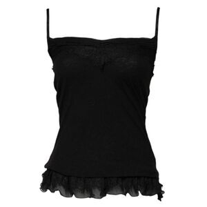 Scervino Street Black Wool Sleeveless Square Neck Tank Women's Top